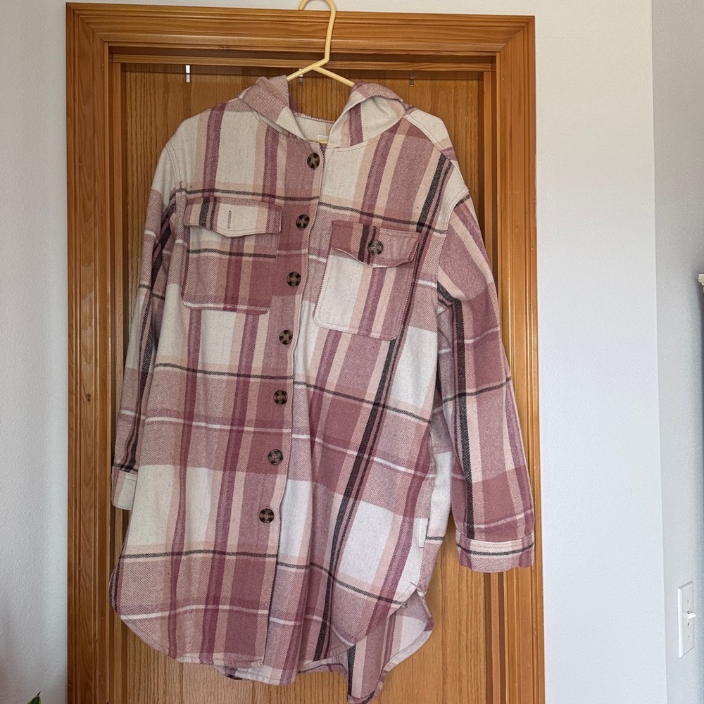 One 5 One Pink and Cream Plaid Shirt